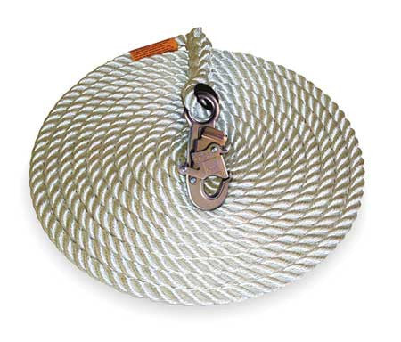 DBI/SALA 5/8" X 75' Polyester/Polypropylene Rope Lifeline WIth Self Locking Snap Hook At One End