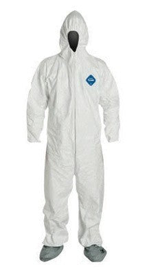 DuPont Large White 5.4 mil Tyvek Disposable Coveralls With Front Zipper Closure And Set Sleeves (25 Per Case)