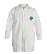 DuPont 2X White 5.4 mil Tyvek Disposable Labcoat With Snap Front Closure And Collar (30 Per Case)