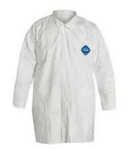 DuPont Medium White 5.4 mil Tyvek Disposable Labcoat With Snap Front Closure And Collar (30 Per Case)
