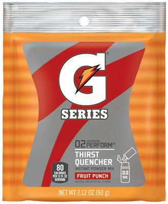 Gatorade 2.12 Ounce Instant Powder Pouch Fruit Punch Electrolyte Drink - Yields 1 Quart (144 Packets Per Case)