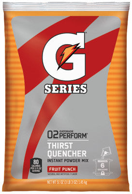 Gatorade 51 Ounce Instant Powder Pouch Fruit Punch Electrolyte Drink - Yields 6 Gallons (14 Packets Per Case)