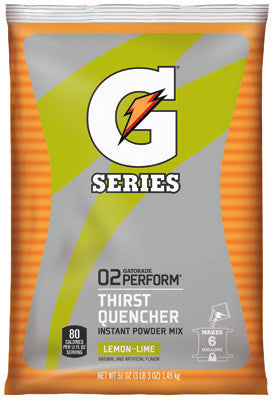 Gatorade 51 Ounce Instant Powder Pouch Lemon Lime Electrolyte Drink - Yields 6 Gallons (14 Packets Per Case)