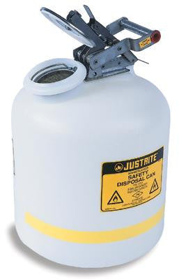 Justrite 5 Gallon Translucent White Liquid Disposal Can With Stainless Steel Hardware