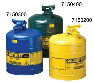 Justrite 5 Gallon Yellow Type 1 Safety Can With Staiinless Steel Flame Arrestor For Use With Diesel