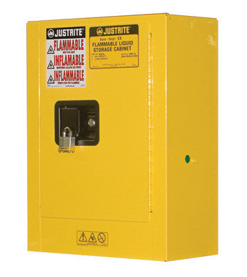Justrite 22" X 17" X 8" Yellow Portable Mini Safety Cabinet For Oils, Chemicals And Cleaners