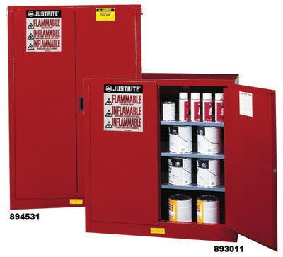 Justrite 40 Gallon Red 2-Door Sure-Grip EX Paint And Ink Safety Storage Cabinet With Manual Closing Doors