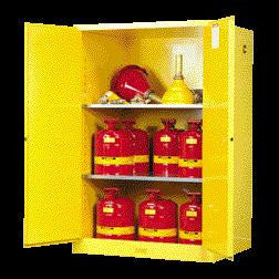 Justrite 65" X 34" X 34" Yellow 60 Gallon Sure-Grip EX Safety Cabinet For Flammables With 2 Self-Closing Doors And 2 Shelves