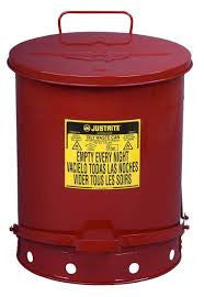 Justrite 14 Gallon Red Oily Waste Can With Foot Lever Opening Device