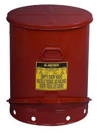 Justrite 21 Gallon Red Oily Waste Can With Foot Lever Opening Device