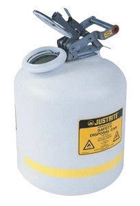 Justrite 2 Gallon Translucent White Liquid Disposal Can With Stainless Steel Hardware