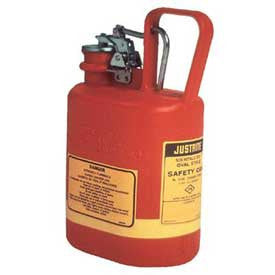 Justrite 1/2 Gallon Red Type I Oval Polyethylene Safety Can For Flammables With Stainless Steel Hardware