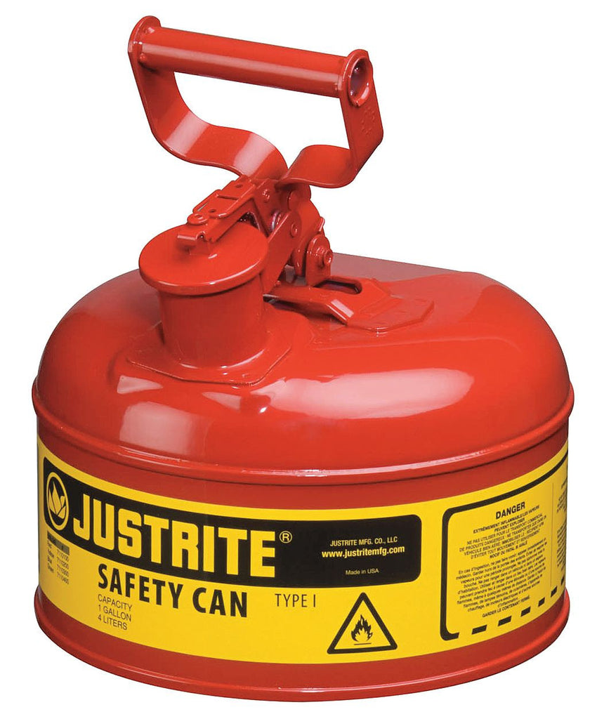 Justrite 2 1/2 Gallon Red Type 1 Safety Can With Staiinless Steel Flame Arrestor For Use With Flammable Liquids1G/4L SAFE CAN RED