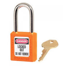 Master Lock Orange #410 1 3/4" High Body Safety Lockout Padlock With 1 1/2" Shackle - Keyed Differently