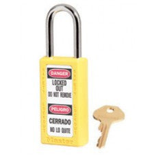 Master Lock Yellow #411 3" High Body Safety Lockout Padlock With 1 1/2" Shackle - Keyed Differently