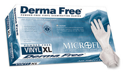 Microflex X-Large Clear 9.5" Derma Free 4.3 mil Vinyl Ambidextrous Non-Sterile Powder-Free Disposable Gloves With Smooth Finish And Beaded Cuffs (100 Each Per Box)