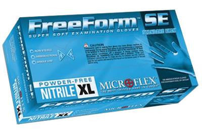 Microflex Small Blue 9.5" FreeForm SE 3.9 mil Nitrile Ambidextrous Non-Sterile Powder-Free Disposable Gloves With Textured Fingers Finish, Beaded Cuffs And Polymer Inner Coating