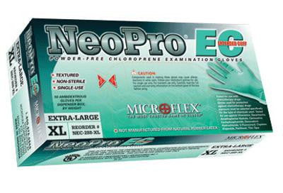 Microflex Medium Green 12" NeoPro EC 6.3 mil Chloroprene Ambidextrous Non-Sterile Powder-Free Disposable Gloves With Textured Fingers Finish And Extended, Beaded Cuffs (50 Each Per Box)