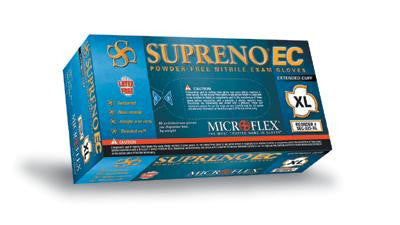 Microflex Small Blue 11.6" Supreno EC 5.9 mil Nitrile Ambidextrous Non-Sterile Powder-Free Disposable Gloves With Textured Fingers Finish, Extended, Beaded Cuffs And Polymer Inner Coating