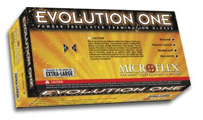 Microflex X-Large Natural 10" Evolution One 5 1/2 mil Latex Ambidextrous Non-Sterile Powder-Free Disposable Gloves With Textured Finish, Beaded Cuffs And Polymer Inner Coating (100 Each Per Box)