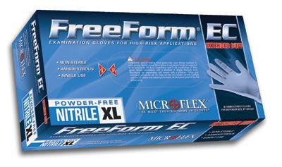 Microflex 2X Blue 11.4" FreeForm EC 6 mil Nitrile Ambidextrous Non-Sterile Powder-Free Disposable Gloves With Textured Fingers Finish, Extended, Beaded Cuffs And Polymer Inner Coating
