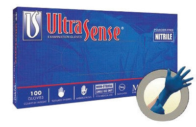 Microflex Small Blue 11.4" UltraSense EC 4.7 mil Nitrile Ambidextrous Non-Sterile Powder-Free Disposable Gloves With Textured Fingers Finish And Extended, Beaded Cuffs (100 Each Per Box)