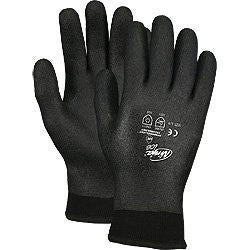 Memphis Medium Ninja ICE Black HPT Foam Sponge Palm And Fingertip Coated Work Glove With Black 7 Gauge Acrylic Terry And 15 Gauge Nylon Double Liner