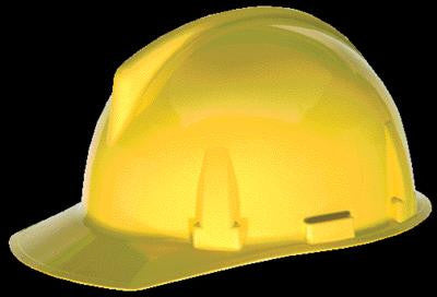 MSA Yellow TopGard Class E Type I Polycarbonate Slotted Hard Cap With 1-Touch Suspension