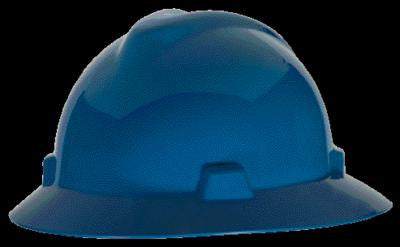 MSA Blue V-Gard Class E Type l Polyethylene Non-Slotted Hard Hat With Full Brim And Staz-On Suspension