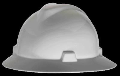 MSA White V-Gard Class E Type I Polyethylene Non-Slotted Hard Hat With Full Brim And Staz-On Suspension