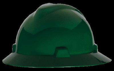 MSA Green V-Gard Class E Type I Polyethylene Non-Slotted Hard Hat With Full Brim And Staz-On Suspension