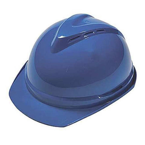 MSA Blue V-Gard 500 Class C Type I Polyethylene Vented Hard Cap With Fas-Trac 6-Point Suspension And Glaregard Underbrim
