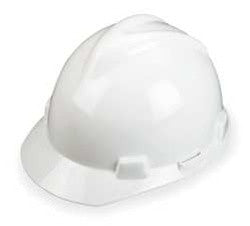 MSA White V-Gard Class E Type I Polyethylene Slotted Hard Cap With 1-Touch Suspension