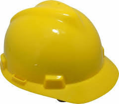 MSA Yellow V-Gard Class E Type I Polyethylene Slotted Hard Cap With 1-Touch Suspension