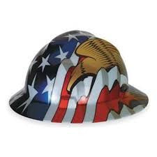 MSA V-Gard Freedom Series Class E Type I Hard Hat With Fas-Trac Suspension And American Flag With 2 Eagles