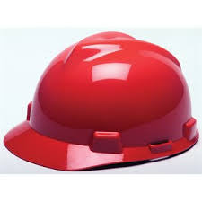 MSA Red V-Gard Class E Type I Polyethylene Slotted Hard Cap With Fas-Trac Suspension