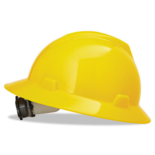 MSA Yellow V-Gard Class E Type I Polyethylene Non-Slotted Hard Hat With Full Brim And Fas-Trac Suspension