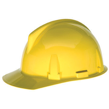 MSA Yellow TopGard Class E Type I Polycarbonate Slotted Hard Cap With Fas-Trac Suspension