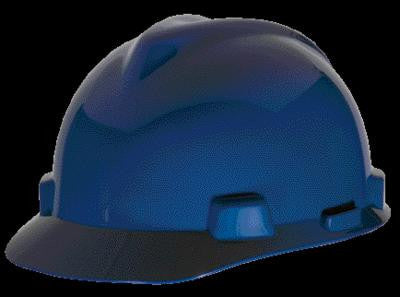 MSA Blue TopGard Class E Type I Polycarbonate Slotted Hard Cap With Fas-Trac Suspension