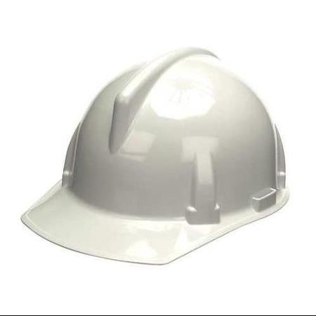MSA White TopGard Class E Type I Polycarbonate Slotted Hard Cap With Fas-Trac Suspension
