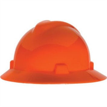 MSA Hi-Viz Orange V-Gard Class E Type I Polyethylene Non-Slotted Hard Hat With Full Brim And Staz-On Suspension