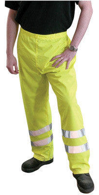 OccuNomix Large Yellow OccuLux Lightweight Breathable Polyester Class E Pants With Snap Front Closure, 2" 3M Scotchlite Reflective Tape Striping And 4 Pockets