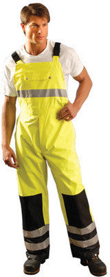 OccuNomix 2X Hi-Viz Yellow, Blue And Silver Polyester And Polyurethane Rain Bib Pants With Side Snap Closure