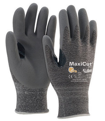 Protective Industrial Products Large MaxiCut 3 By ATG Gray MicroFoam Nitrile Palm And Fingertip Coated Work Gloves With Gray Seamless Nylon, Glass, Polyester And Lycra Liner And Continuous Knit Cuff