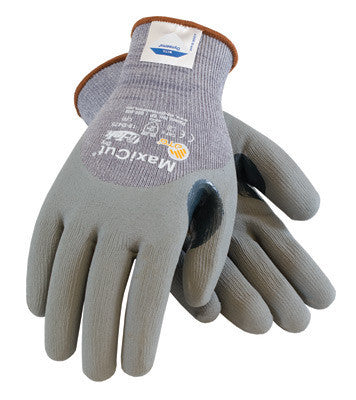 Protective Industrial Products Large MaxiCut 5 By ATG Cut Resistant Gray MicroFoam Nitrile Palm And Knuckle Coated Work Gloves With Gray Seamless Nylon, Dyneema, Glass And Lycra Liner And Continuous Knit Cuff