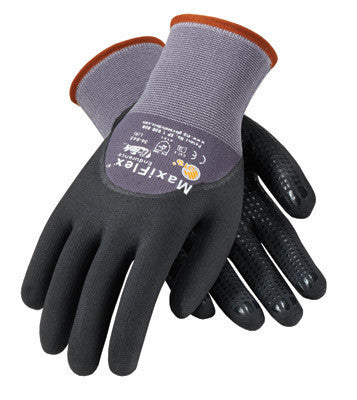 Protective Industrial Products Medium MaxiFlex Endurance by ATG 15 Gauge Black Micro-Foam Palm, Full Fingers And Knuckles, Nitrile Dotted Palm Coated Work Gloves With Gray Seamless Nylon Liner And Continuous Knitwrist