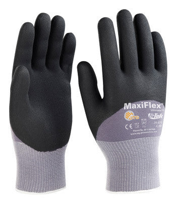 Protective Industrial Products X-Large MaxiFlex Ultimate by ATG 15 Gauge Coated Work Gloves With Gray Nylon And Lycra Liner, Black Micro-Foam Nitrile 3/4 Coated Palm, Fingers And Knuckles And Continuous Knitwrist