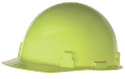 Radnor Hi-Viz Yellow SmoothDome Class E Type I Polyethylene Slotted Hard Cap With Ratchet Suspension