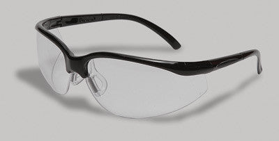 Radnor Motion Series Safety Glasses With Black Frame, Clear Polycarbonate Anti-Fog Scratch Resistant Lens And Adjustable Temples