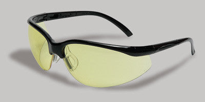 Radnor Motion Series Safety Glasses With Black Frame, Amber Polycarbonate Scratch Resistant  Lens And Adjustable Temples